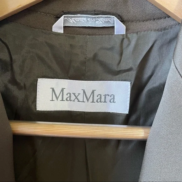 MaxMara Olive Wool Military Blazer Size 6 - Picture 7 of 15
